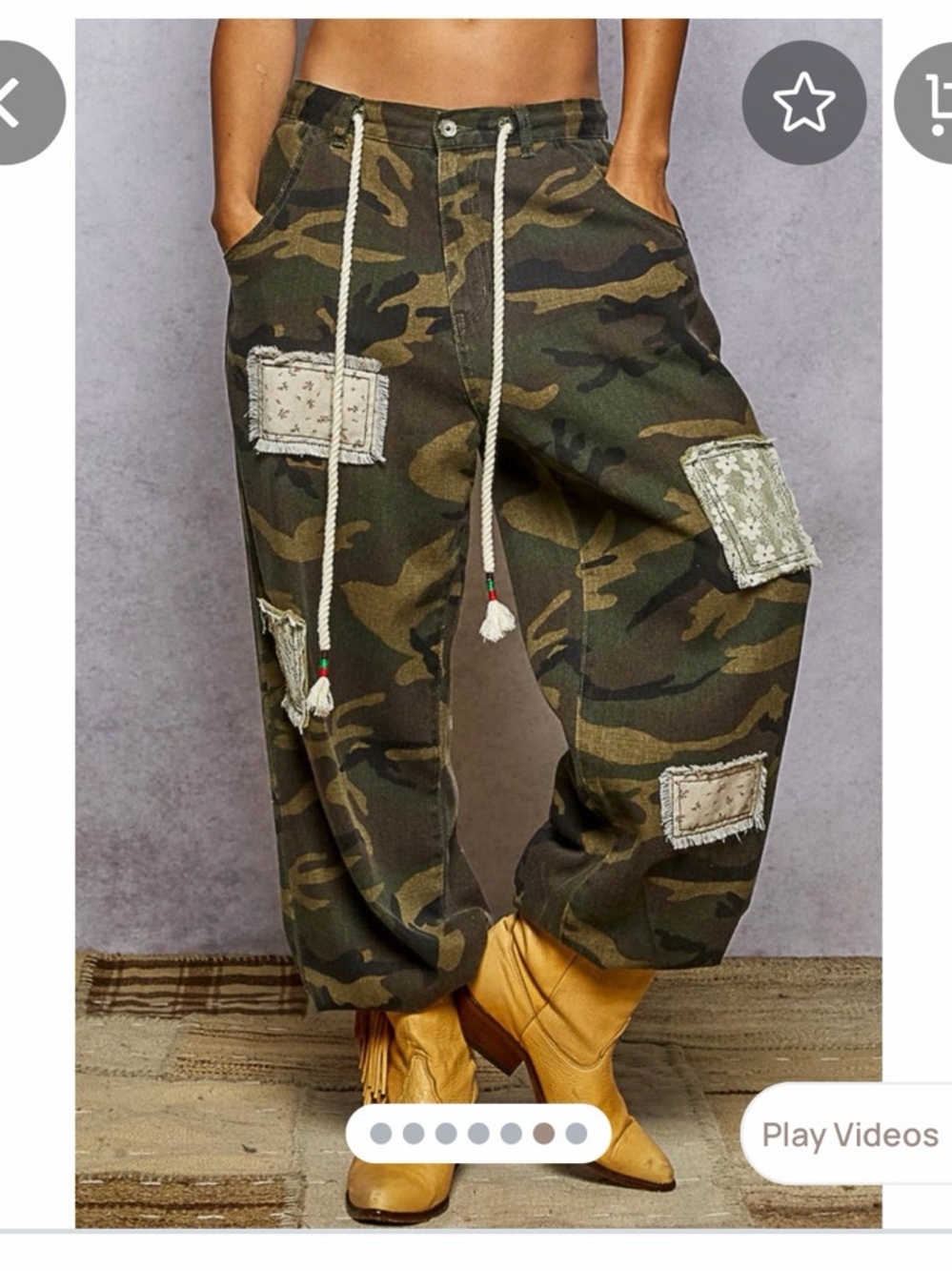 POL Camouflage Patchwork Cargo Pants in Olive Green and Brown
